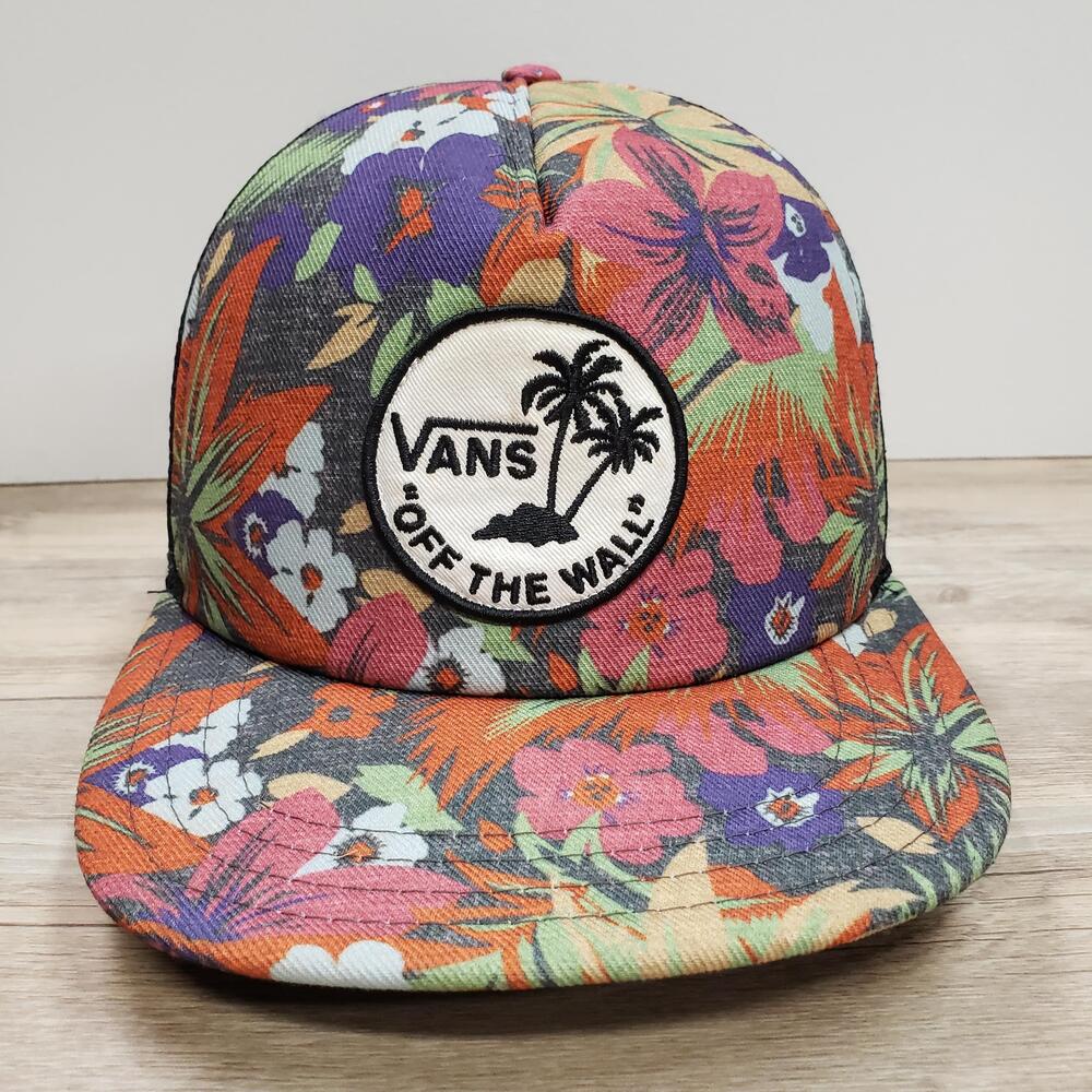 Vans Off The Wall Hat Cap Snap Back Mens One Size Floral Mesh Trucker Beach